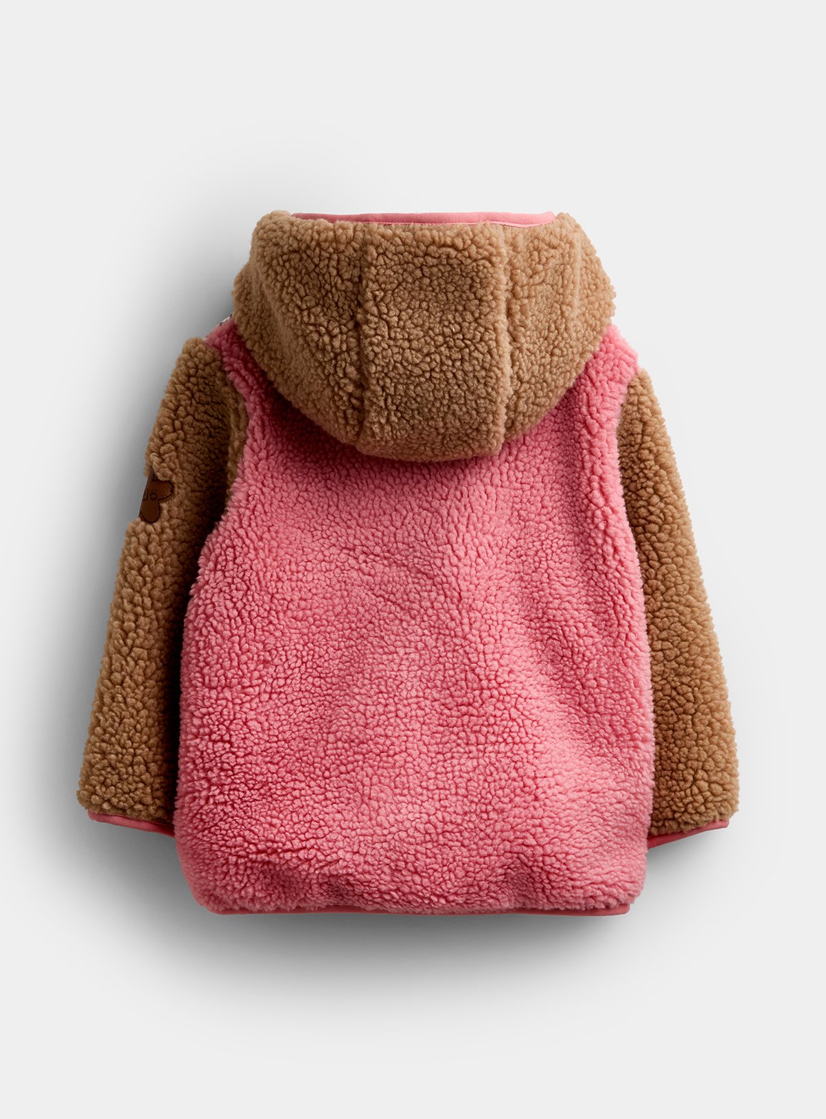 JOJO MAMAN BÉBÉ Hedgehog Applique Reversible Fleece Jacket Coral 6-12 months - Image 4 thumbnail