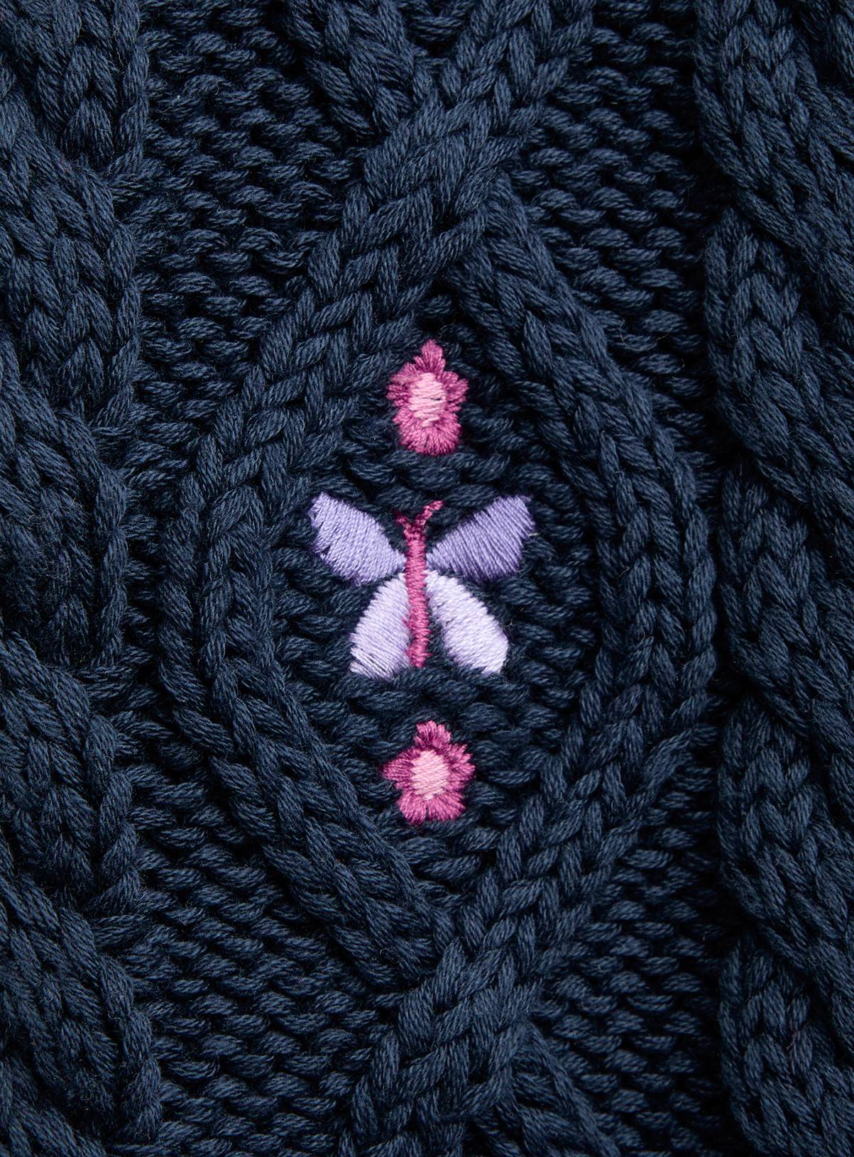 JOJO MAMAN BÉBÉ Embroidered Chunky Cable Knit Cardigan Navy Blue 6-12 months - Image 3