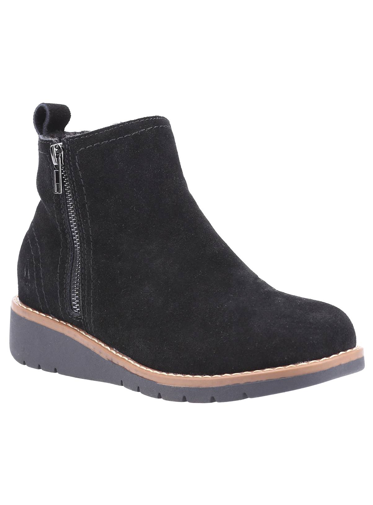HUSH PUPPIES Water Resistant Suede Libby Ankle Boots Black 7 - Image 1
