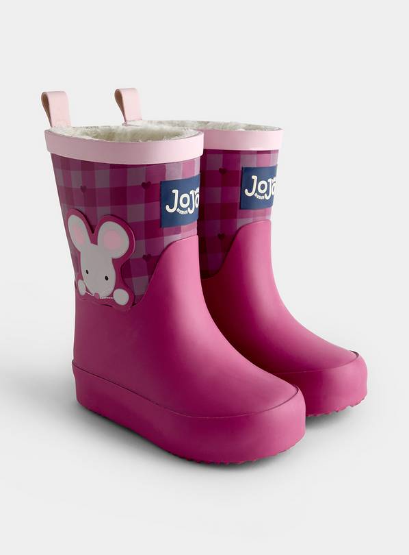 JOJO MAMAN BÉBÉ Gingham Mouse Wellies Berry Red 5 Infant