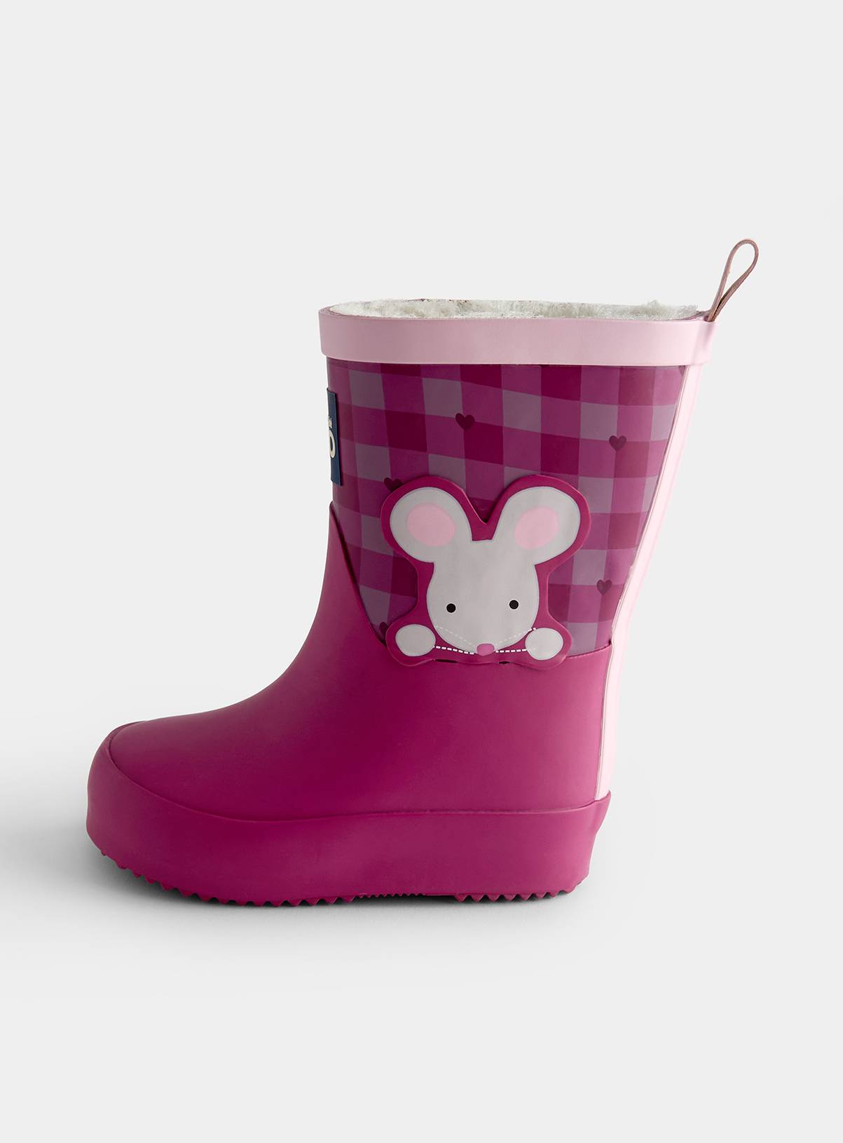 JOJO MAMAN BÉBÉ Gingham Mouse Wellies Berry Red 7 Infant - Image 3