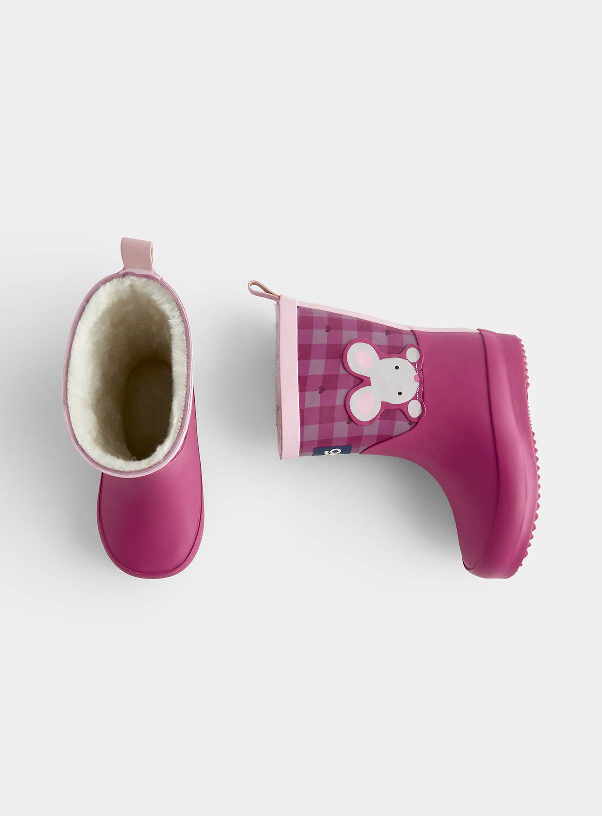 JOJO MAMAN BÉBÉ Gingham Mouse Wellies Berry Red 7 Infant - Image 4