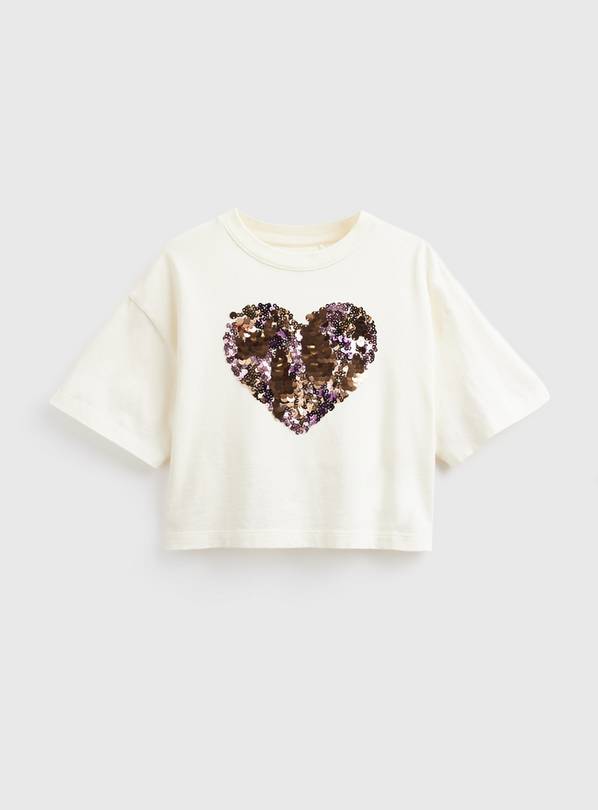 Cream Short Sleeve Sequin T-Shirt 10 years