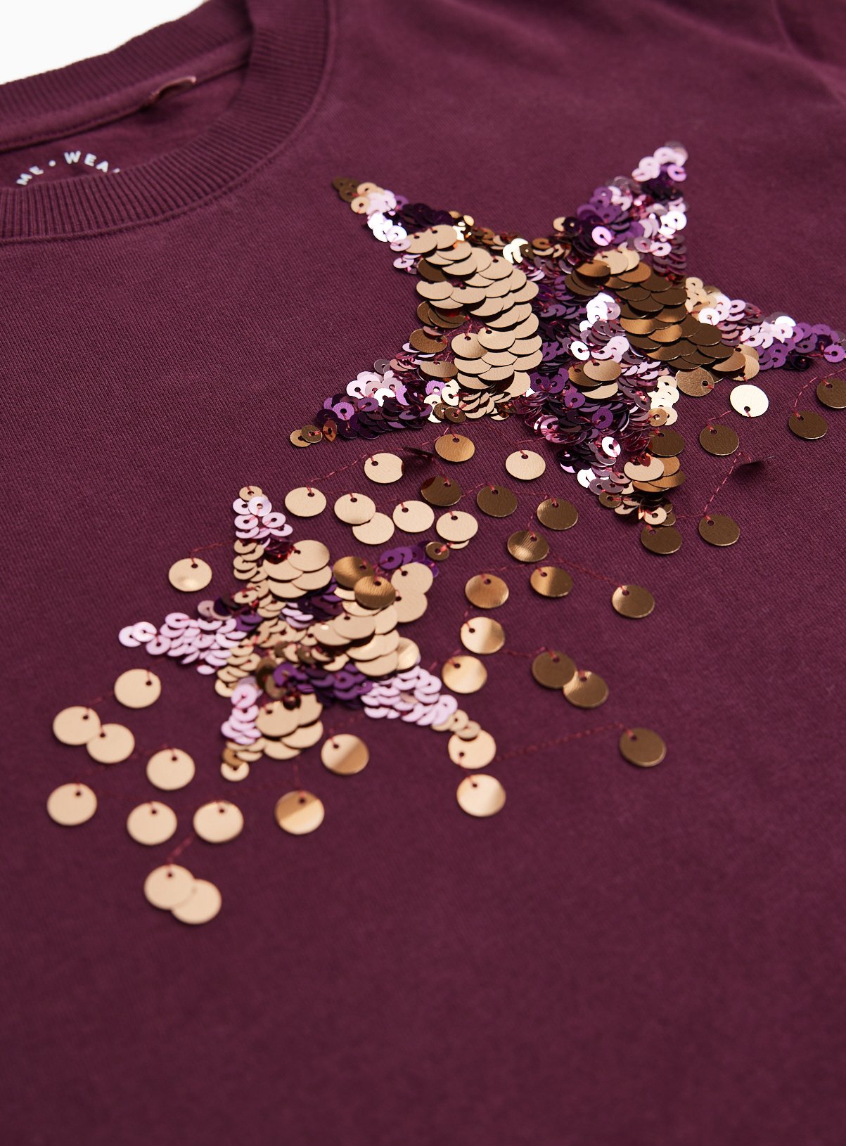 Burgundy Short Sleeve Sequin T-Shirt 11 years - Image 2 thumbnail