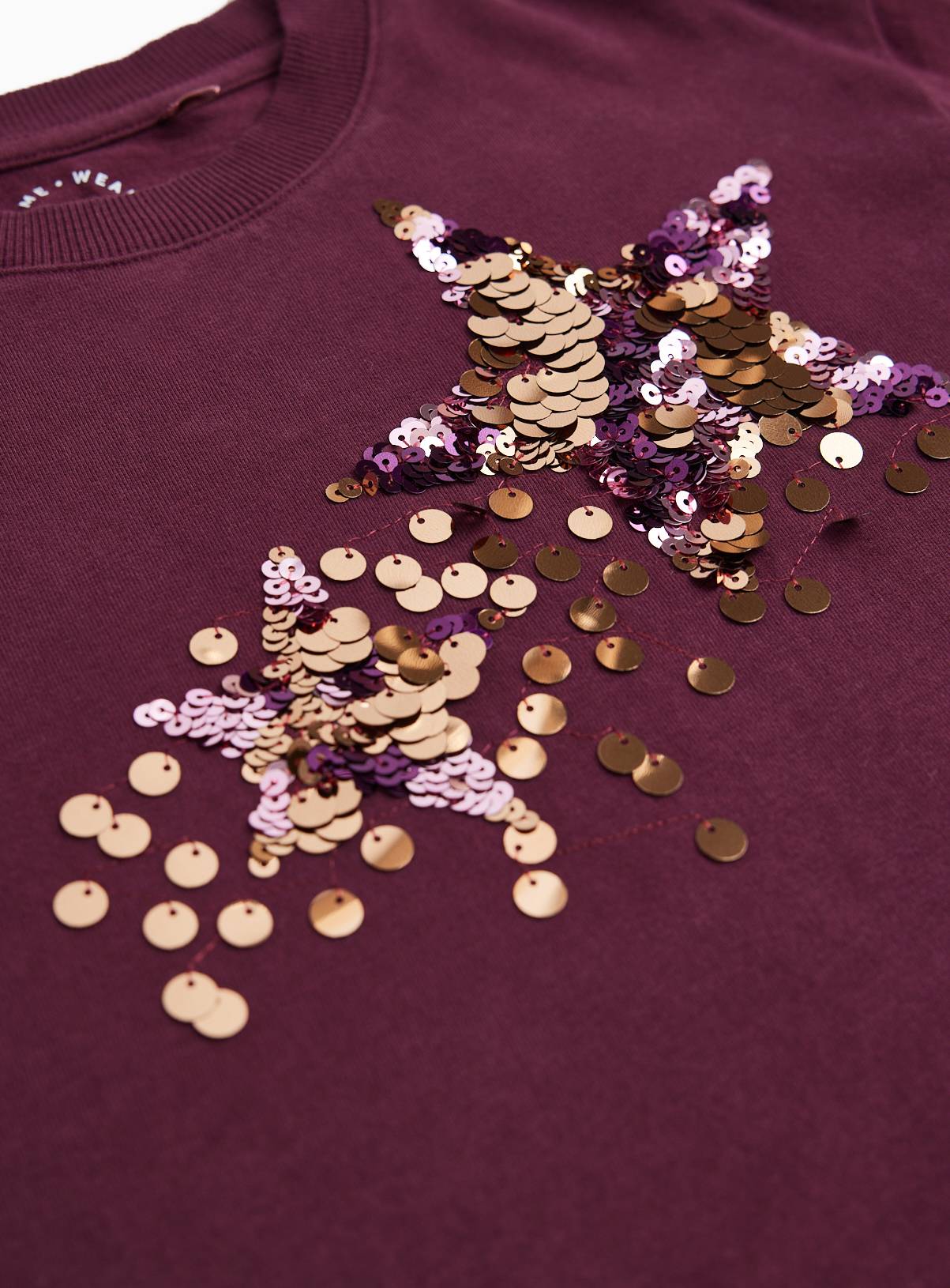 Burgundy Short Sleeve Sequin T-Shirt 11 years - Image 2