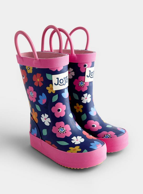 JOJO MAMAN BÉBÉ Flower Handle Wellies Navy Blue 5 Infant