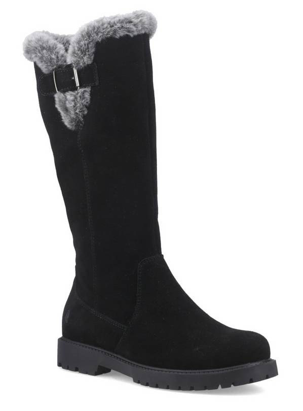 HUSH PUPPIES Water Resistant Suede Honor Long Boots Black 8