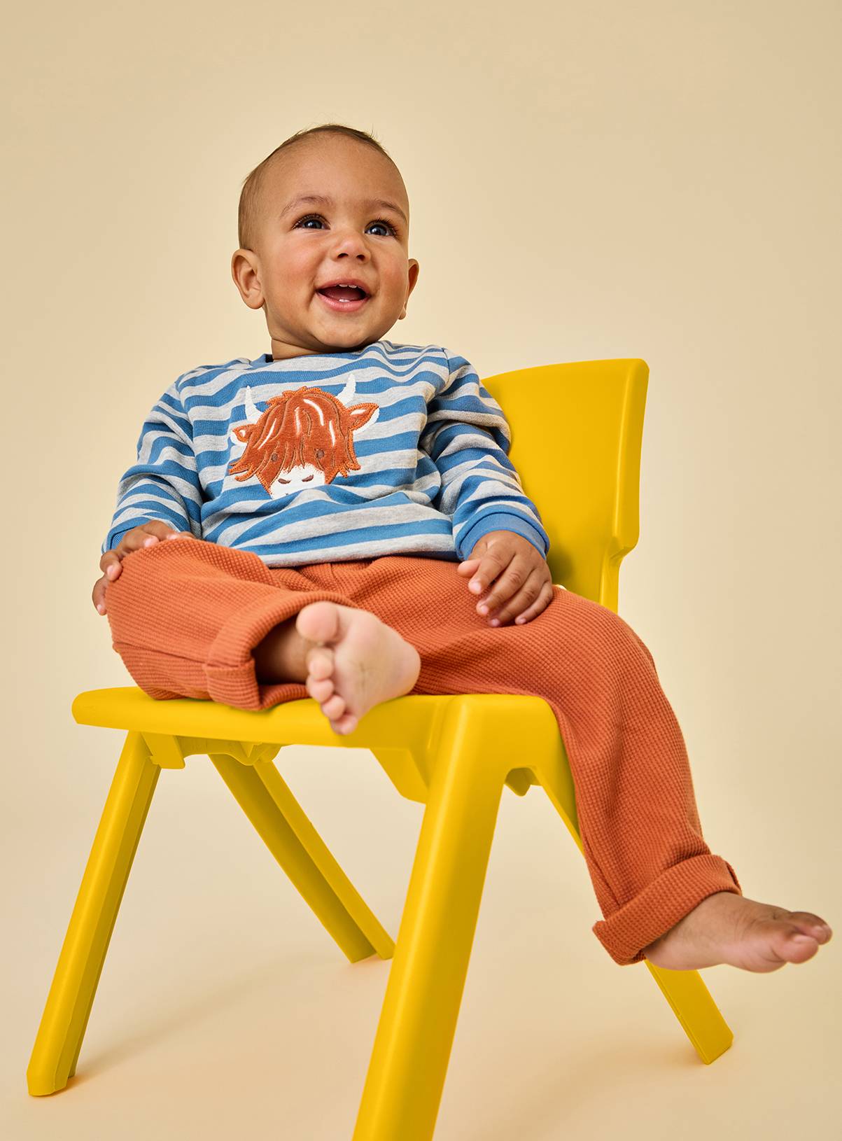 JOJO MAMAN BÉBÉ Highland Cow Sweatshirt and Trouser Set Rust 6-12 months - Image 1