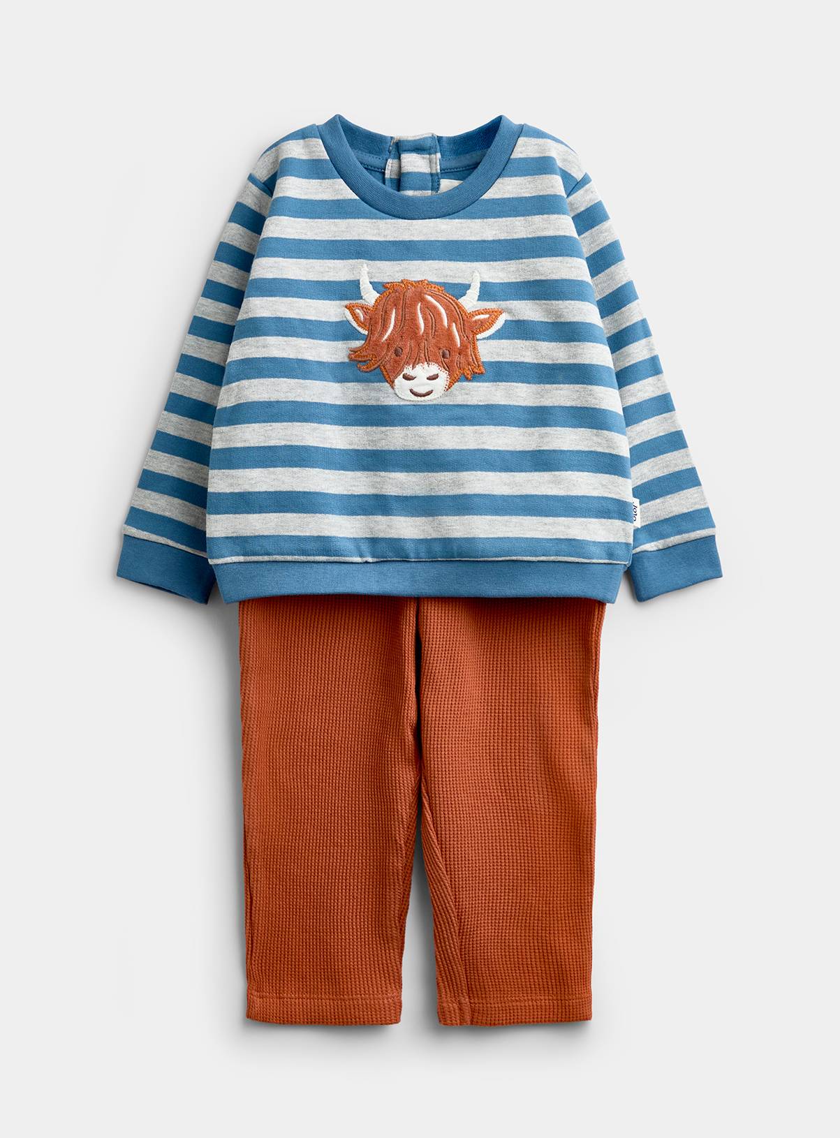 JOJO MAMAN BÉBÉ Highland Cow Sweatshirt and Trouser Set Rust 6-12 months - Image 3
