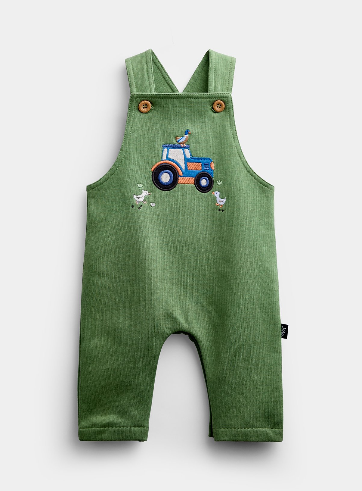 JOJO MAMAN BÉBÉ Tractor Jersey Dungaree Set Mid Green 18-24 months - Image 2 thumbnail