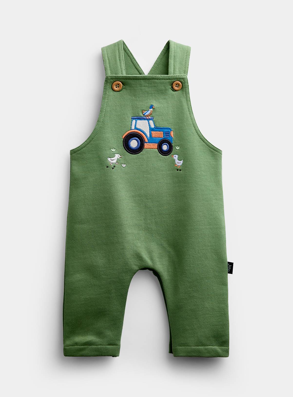 JOJO MAMAN BÉBÉ Tractor Jersey Dungaree Set Mid Green 18-24 months - Image 2