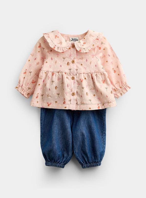 JOJO MAMAN BÉBÉ Woodland Top and Legging Set Pink Up To 3 mths