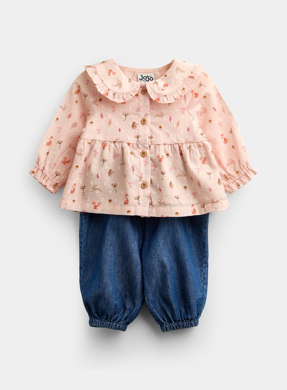 JOJO MAMAN BÉBÉ Woodland Top and Legging Set Pink Up To 3 mths - Image 1