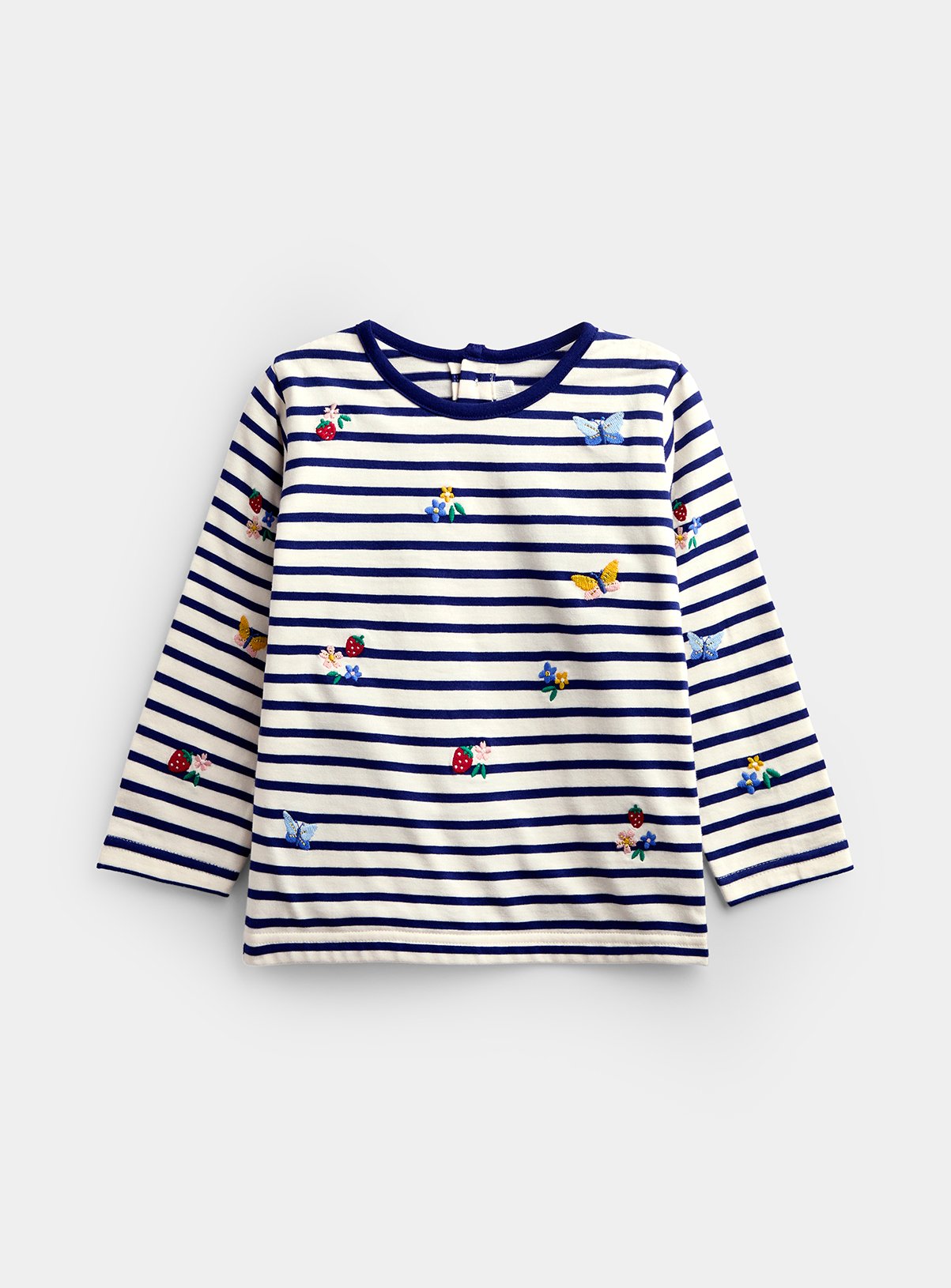 JOJO MAMAN BÉBÉ Fruit and Butterfly Embroidered Top Navy Blue 18-24 months - Image 2 thumbnail