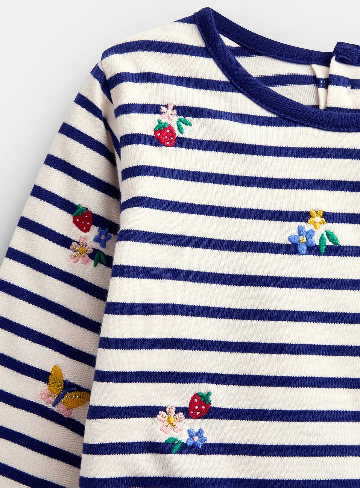 JOJO MAMAN BÉBÉ Fruit and Butterfly Embroidered Top Navy Blue 18-24 months - Image 3