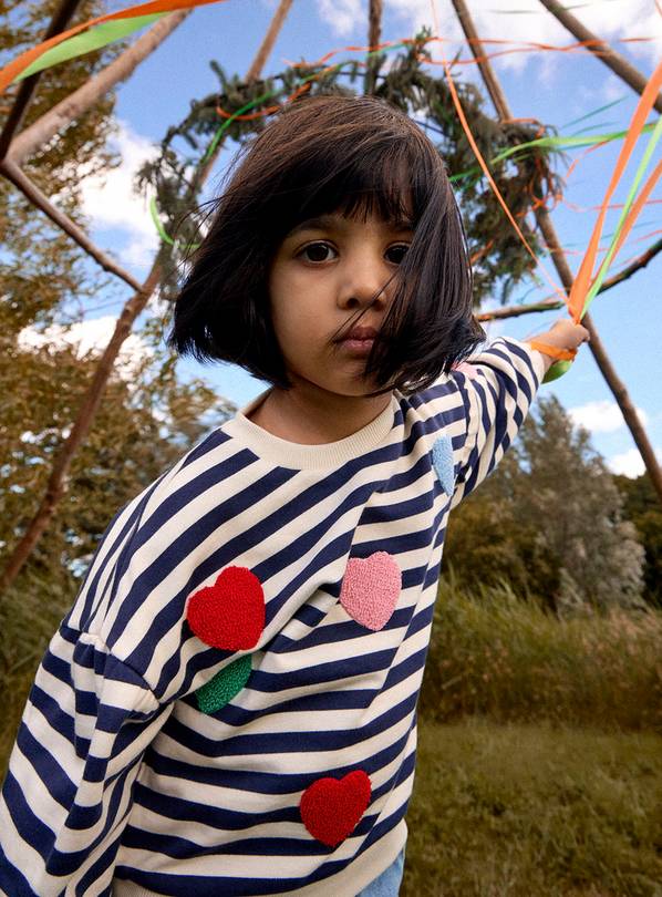 JOJO MAMAN BÉBÉ Boucle Heart Tulle Sweatshirt Navy Blue 12-18 months