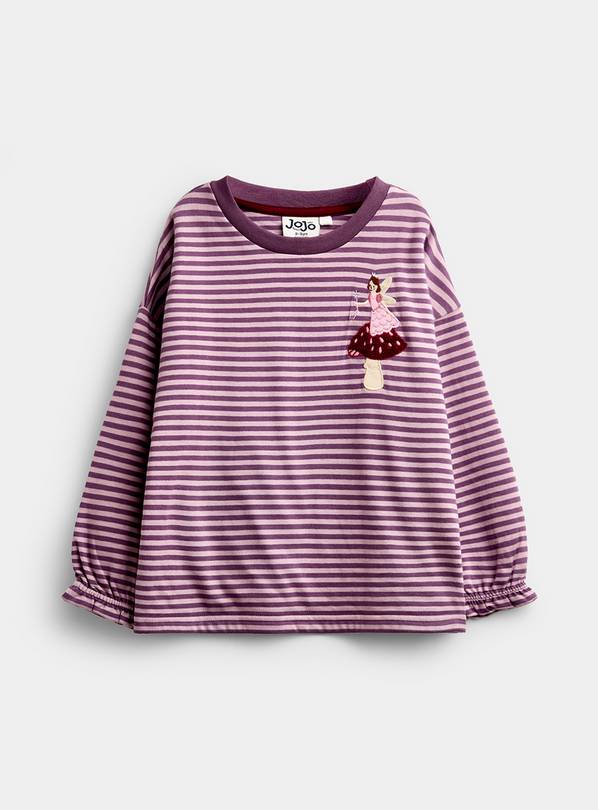 JOJO MAMAN BÉBÉ Fairy Mushroom Striped Top Plum 2-3 Years