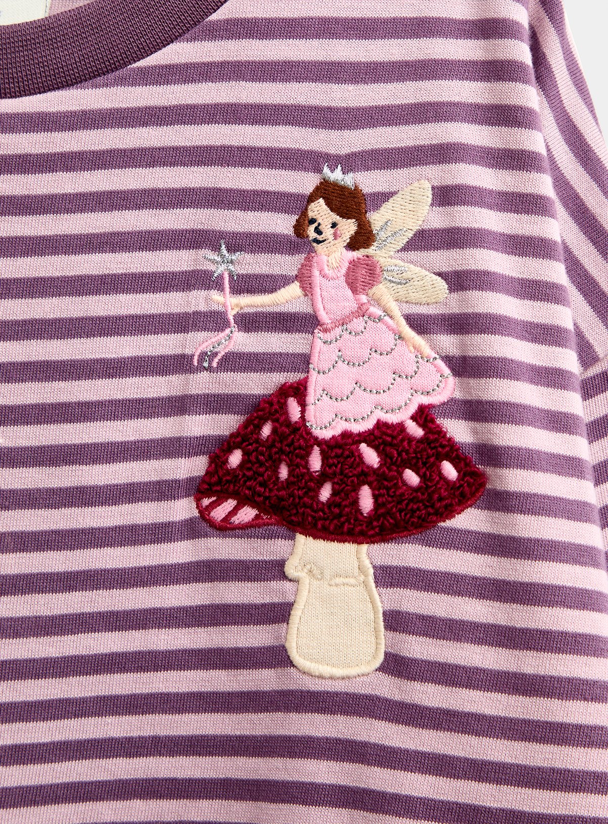 JOJO MAMAN BÉBÉ Fairy Mushroom Striped Top Plum 3-4 Years - Image 2 thumbnail