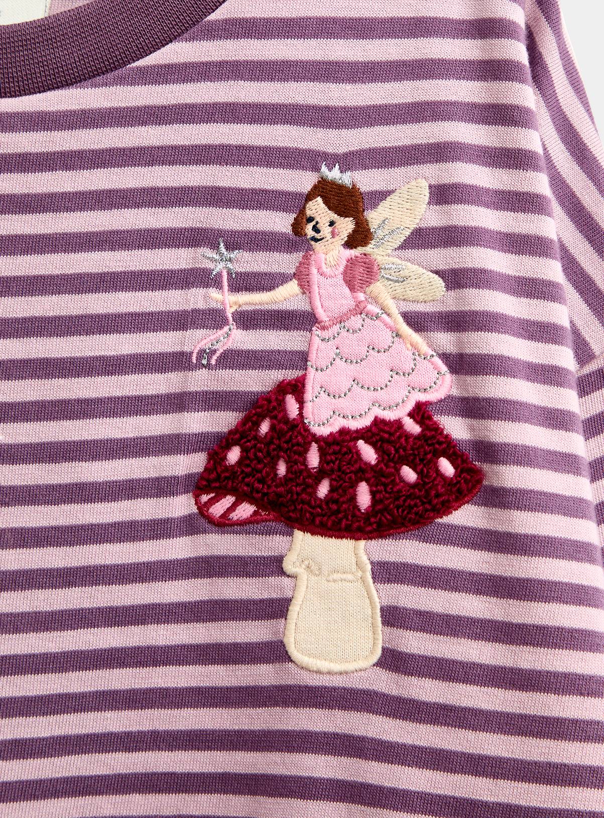 JOJO MAMAN BÉBÉ Fairy Mushroom Striped Top Plum 3-4 Years - Image 2