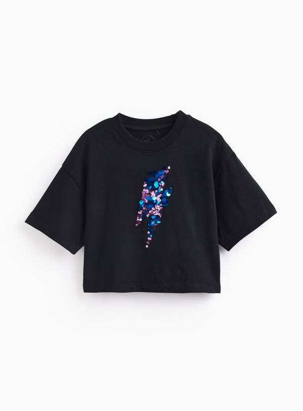 Black Sequin Lightning Bolt T-Shirt 9 years