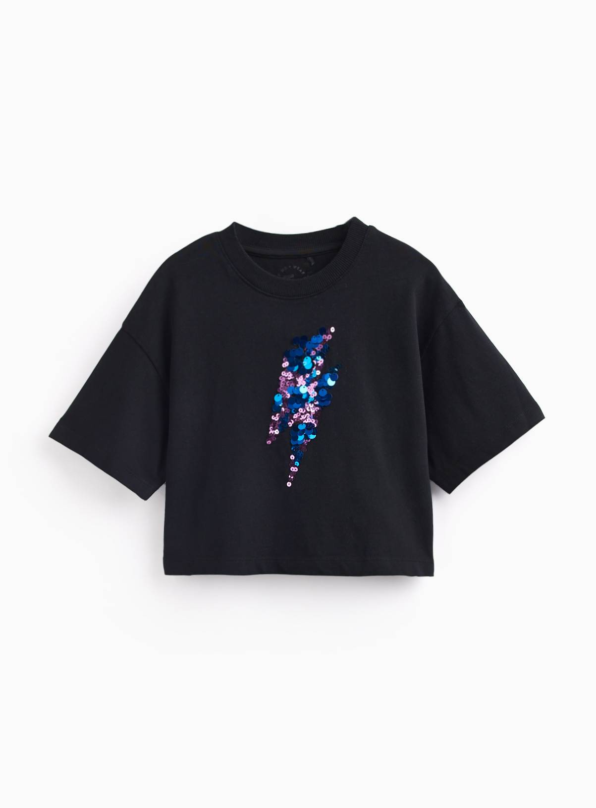 Black Sequin Lightning Bolt T-Shirt 11 years - Image 1