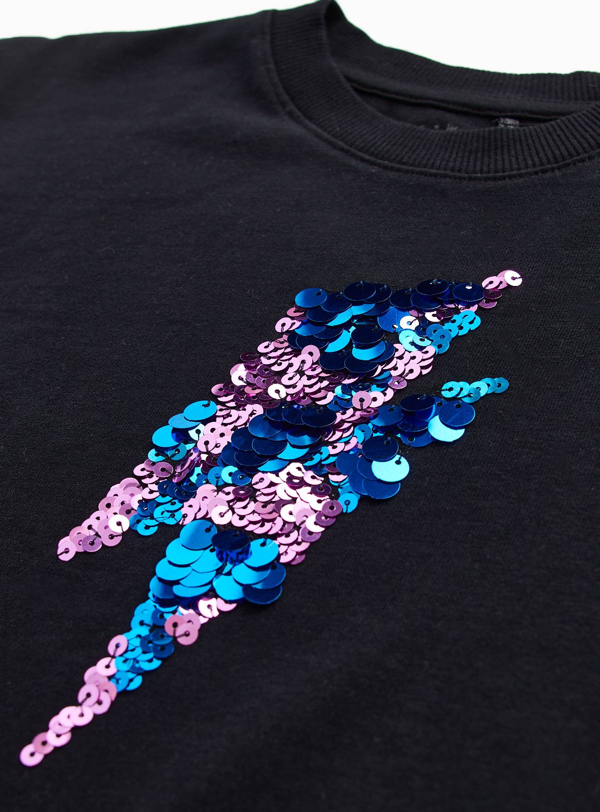 Black Sequin Lightning Bolt T-Shirt 11 years - Image 2