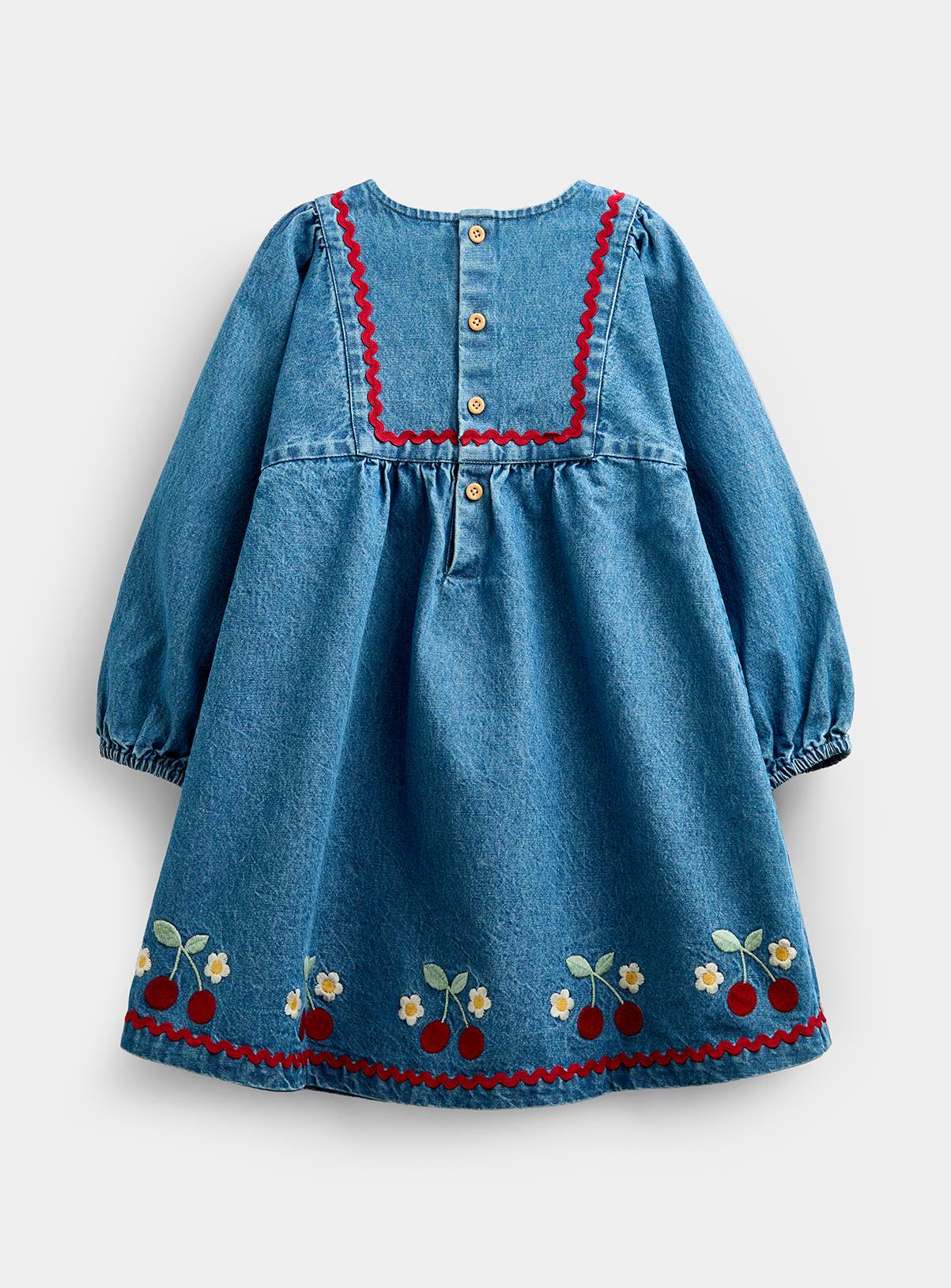 JOJO MAMAN BÉBÉ Embroidered Denim Dress and Quilted Gilet Mid Wash Denim 2-3 Years - Image 6