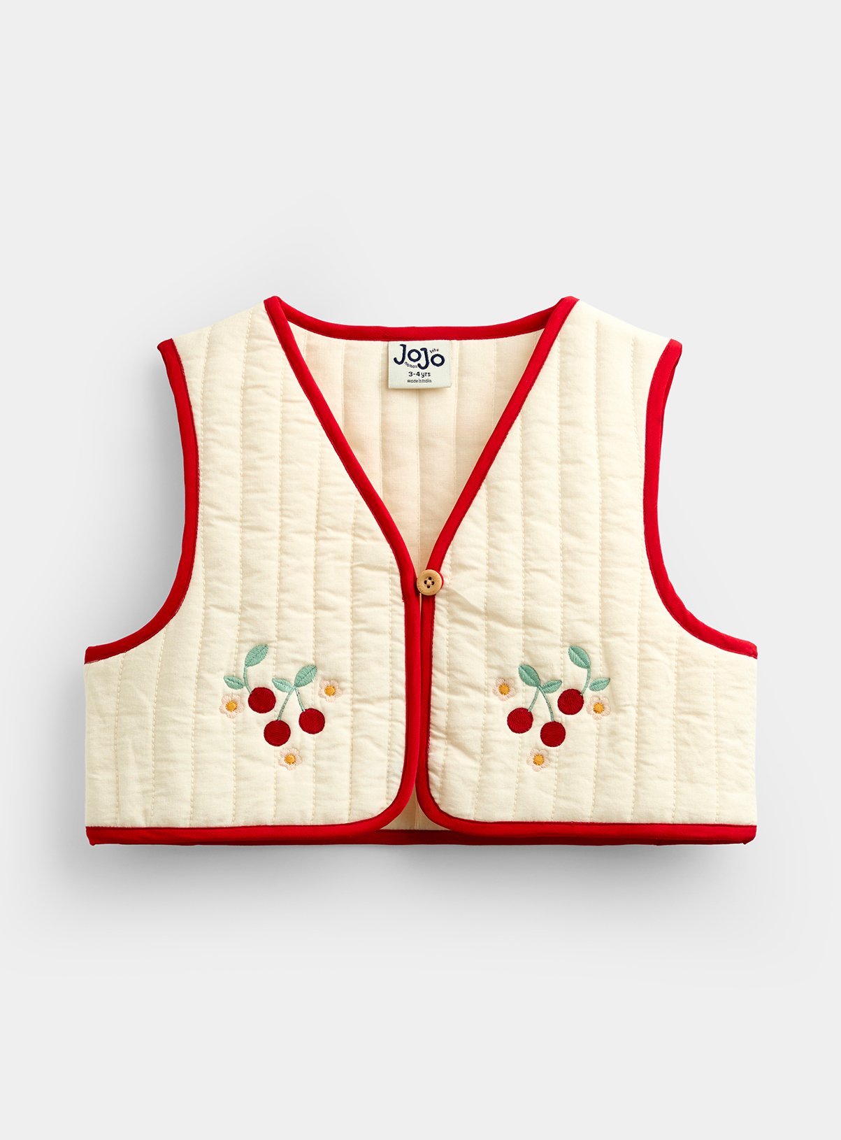 JOJO MAMAN BÉBÉ Embroidered Denim Dress and Quilted Gilet Mid Wash Denim 2-3 Years - Image 7 thumbnail
