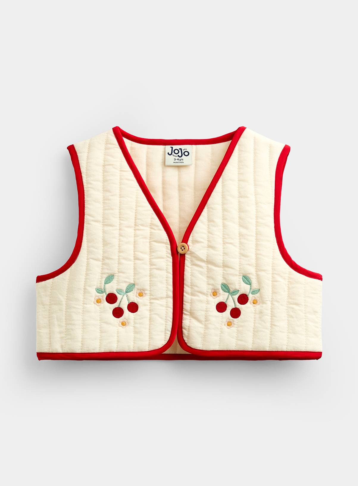 JOJO MAMAN BÉBÉ Embroidered Denim Dress and Quilted Gilet Mid Wash Denim 2-3 Years - Image 7