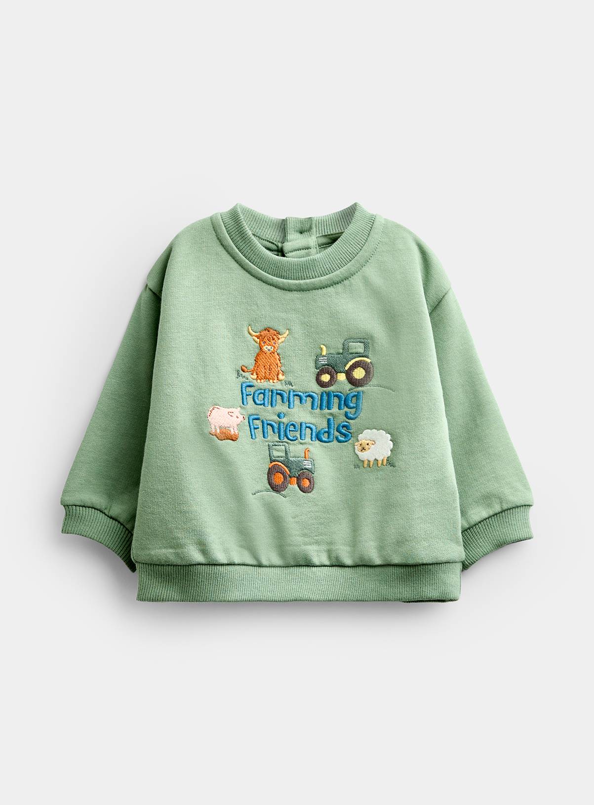 JOJO MAMAN BÉBÉ 2 Piece Farming Days Sweatshirt and Jogger Set Mid Green 6-12 months - Image 4