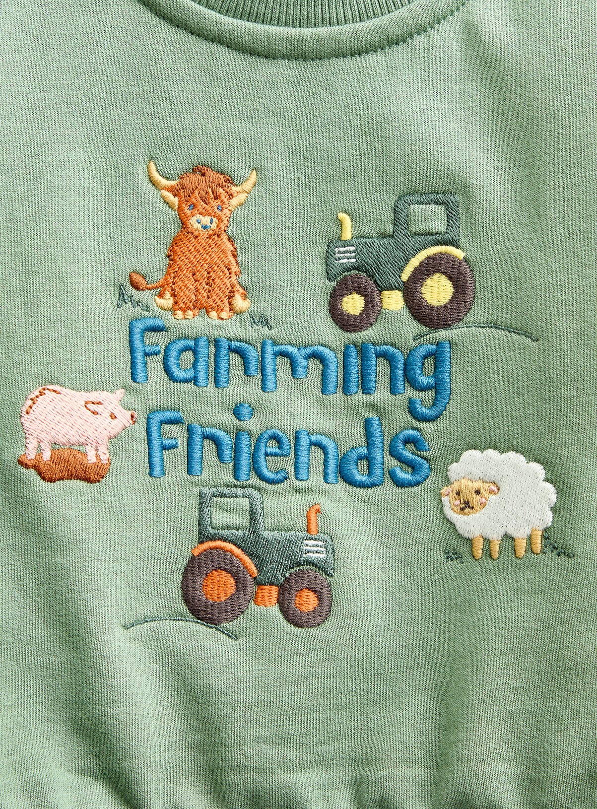 JOJO MAMAN BÉBÉ 2 Piece Farming Days Sweatshirt and Jogger Set Mid Green 6-12 months - Image 5 thumbnail