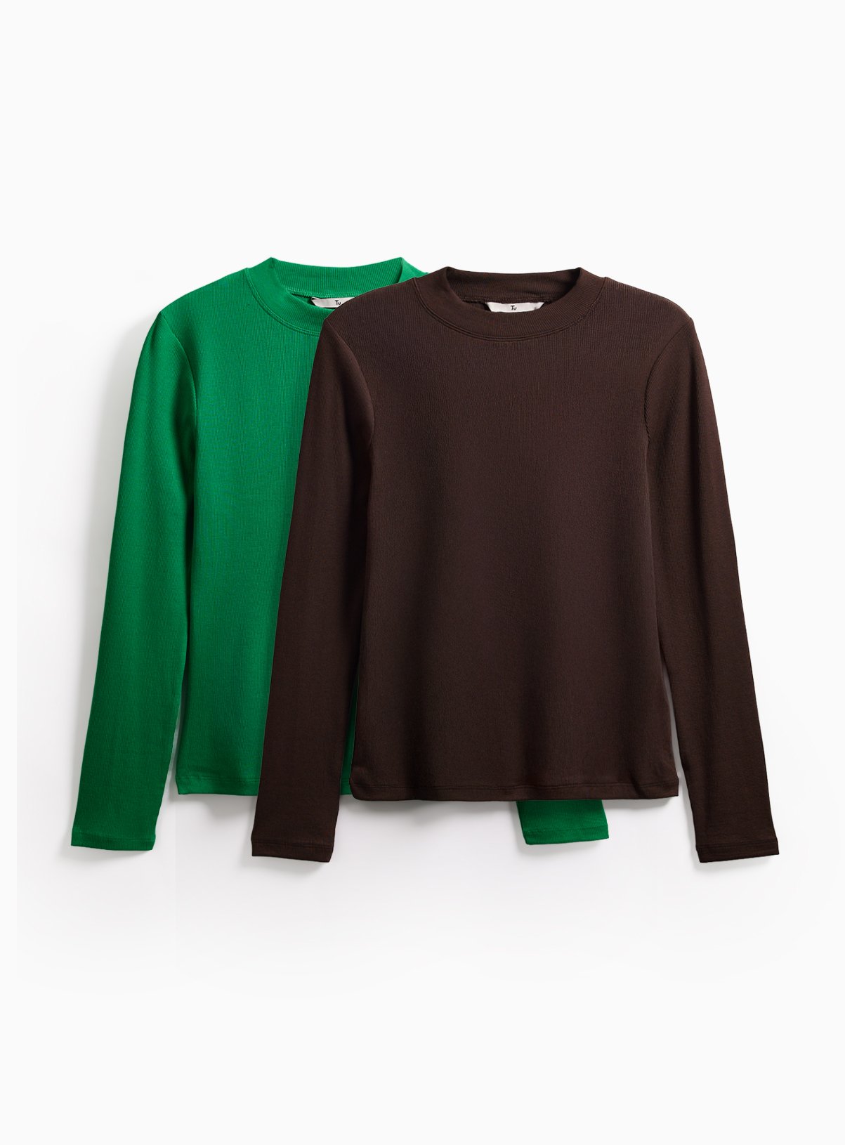 Green Modal Rib Crewneck Tops 2-Pack 8 - Image 1 thumbnail