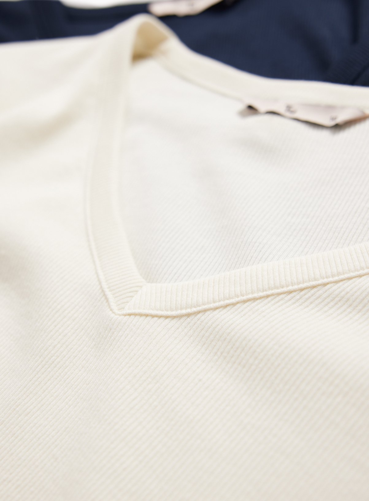 Navy Ribbed Modal V-Neck Tops 2 Pack 20 - Image 6 thumbnail