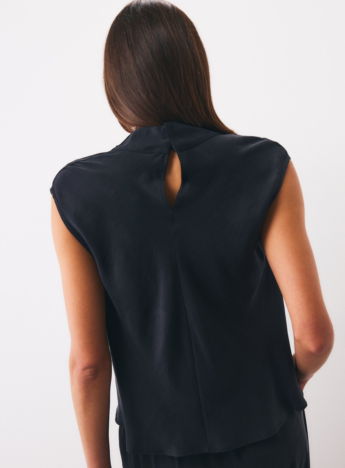 Black Sandwash Cowl Neck Top 12 - Image 4 thumbnail