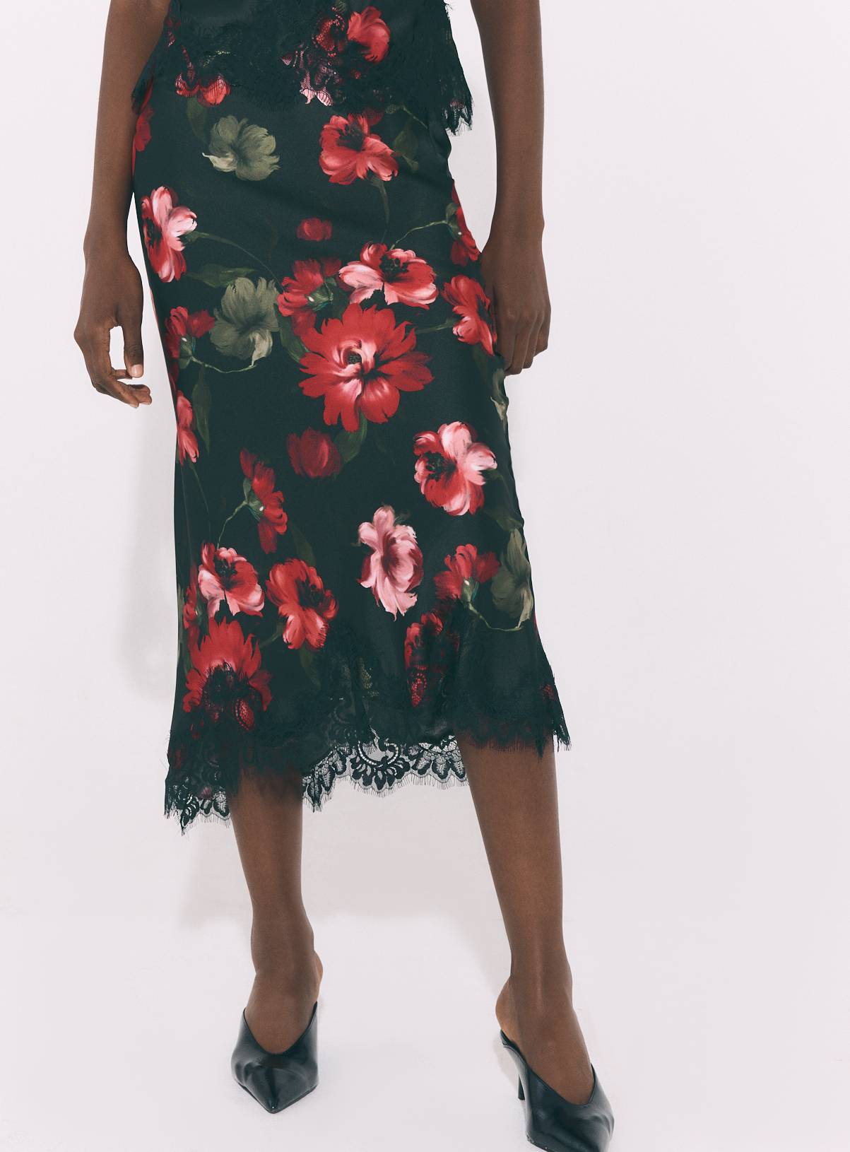 Red Floral Slip Skirt Co-Ord 22 - Image 2