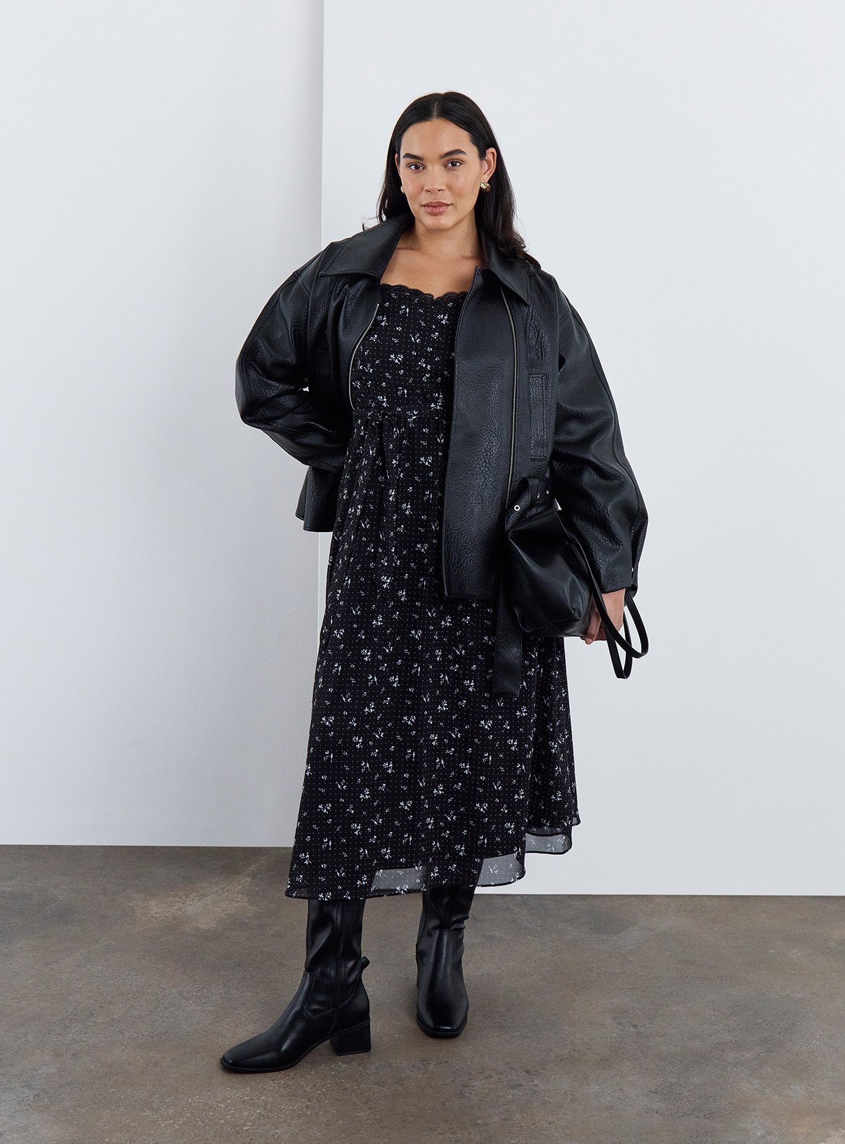 SIMPLY BE Black Belted Faux Leather Biker Jacket 26 - Image 3 thumbnail
