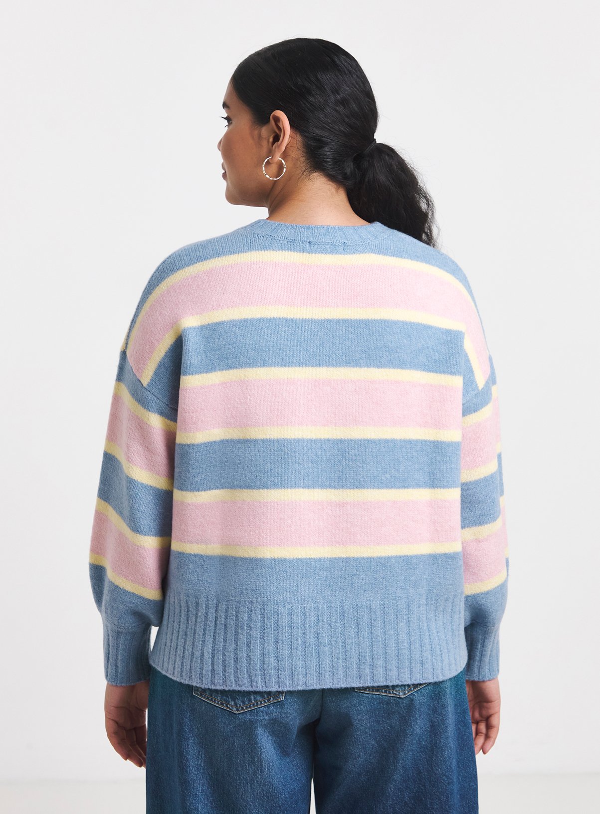 SIMPLY BE Sponge Crew Neck Striped Volume Jumper With Wool 8-10 - Image 2 thumbnail