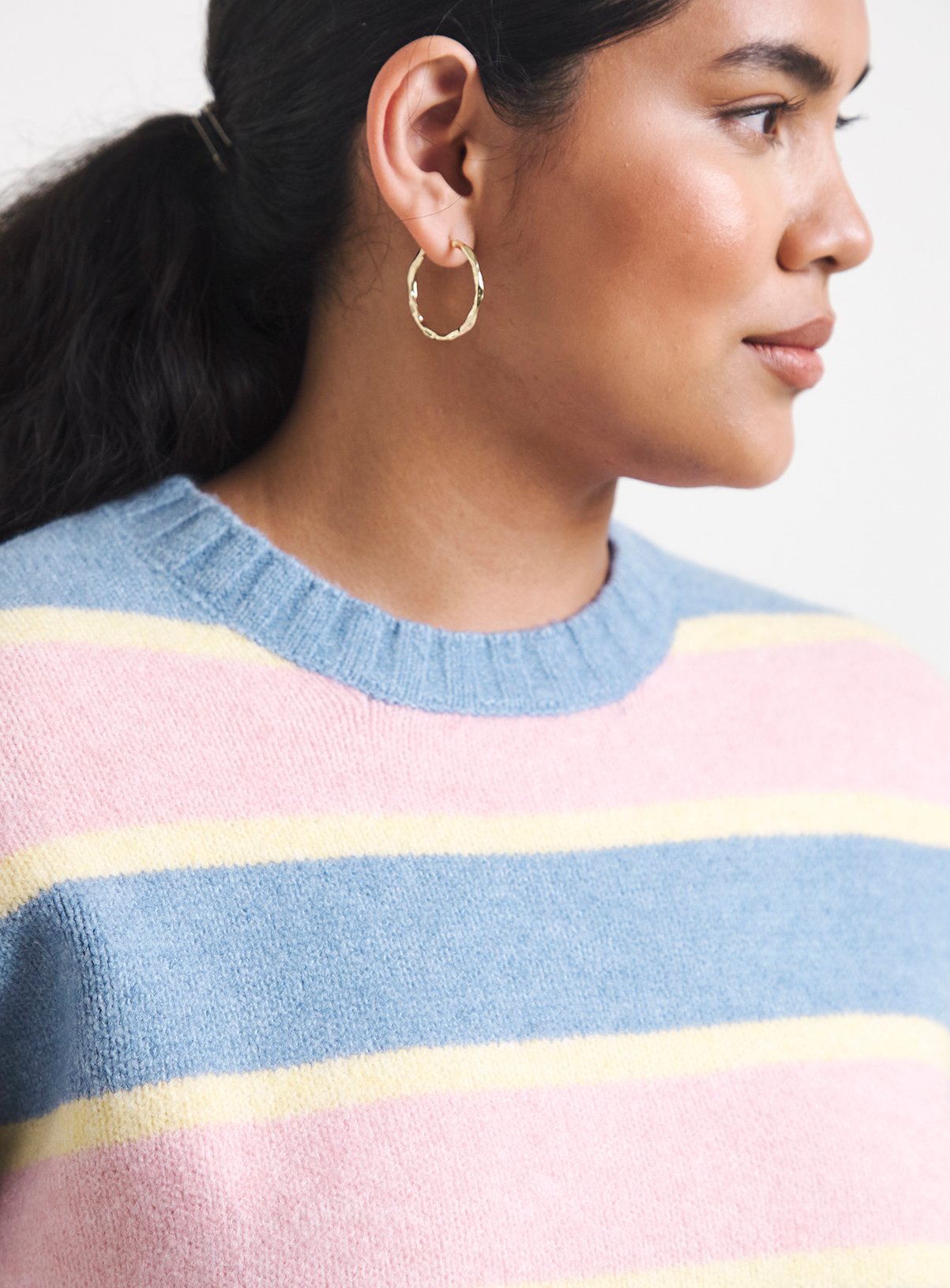 SIMPLY BE Sponge Crew Neck Striped Volume Jumper With Wool 8-10 - Image 4 thumbnail