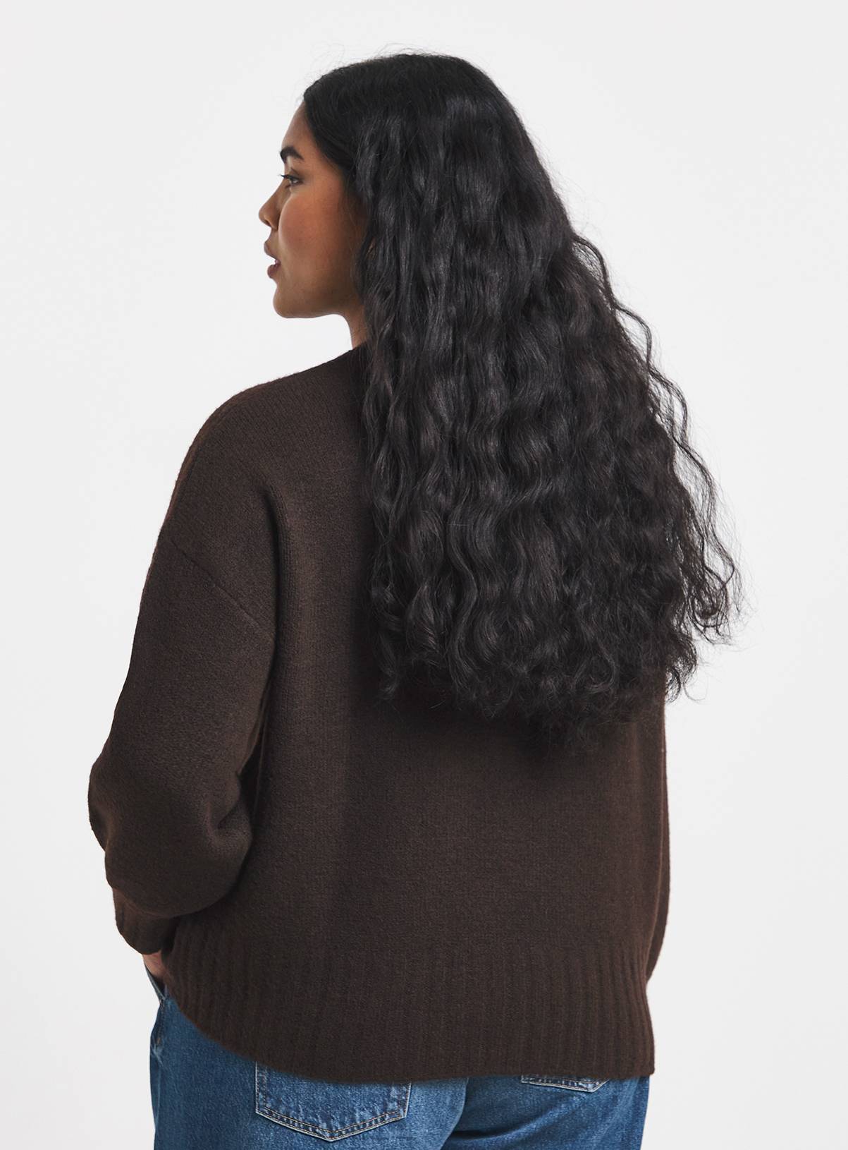 SIMPLY BE Sponge Crew Neck Striped Volume Sleeve Jumper With Wool 12-14 - Image 2