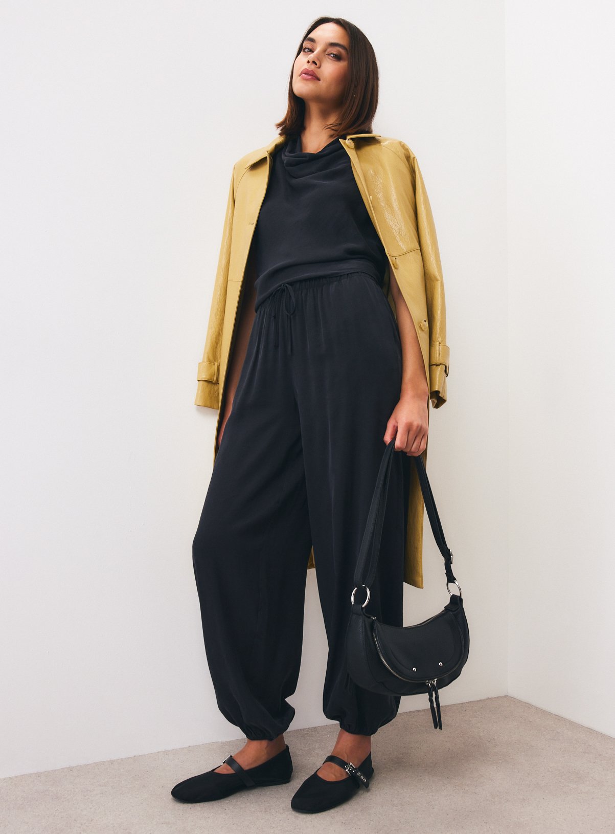 Black Sandwash Balloon Leg Trousers 20 - Image 2 thumbnail