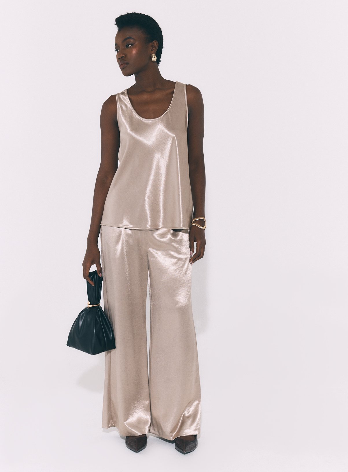 Liquid Satin Pleated Wide Leg Trousers 6 - Image 2 thumbnail