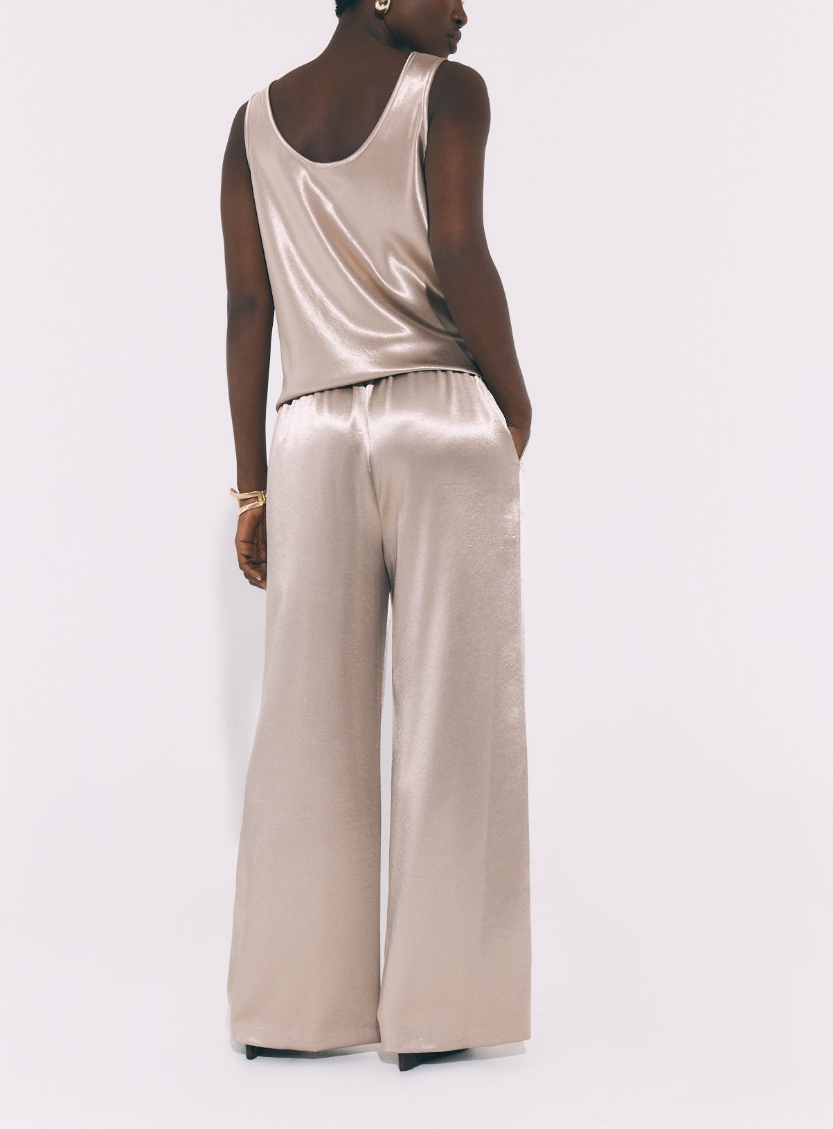 Liquid Satin Pleated Wide Leg Trousers 6 - Image 4 thumbnail