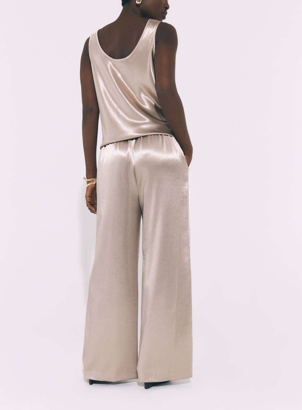 Liquid Satin Pleated Wide Leg Trousers 6 - Image 4
