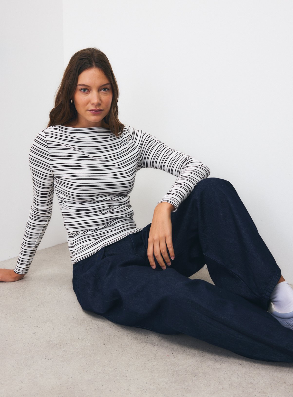 Stripe Ribbed Slash Neck Tops 2 Pack 24 - Image 3 thumbnail