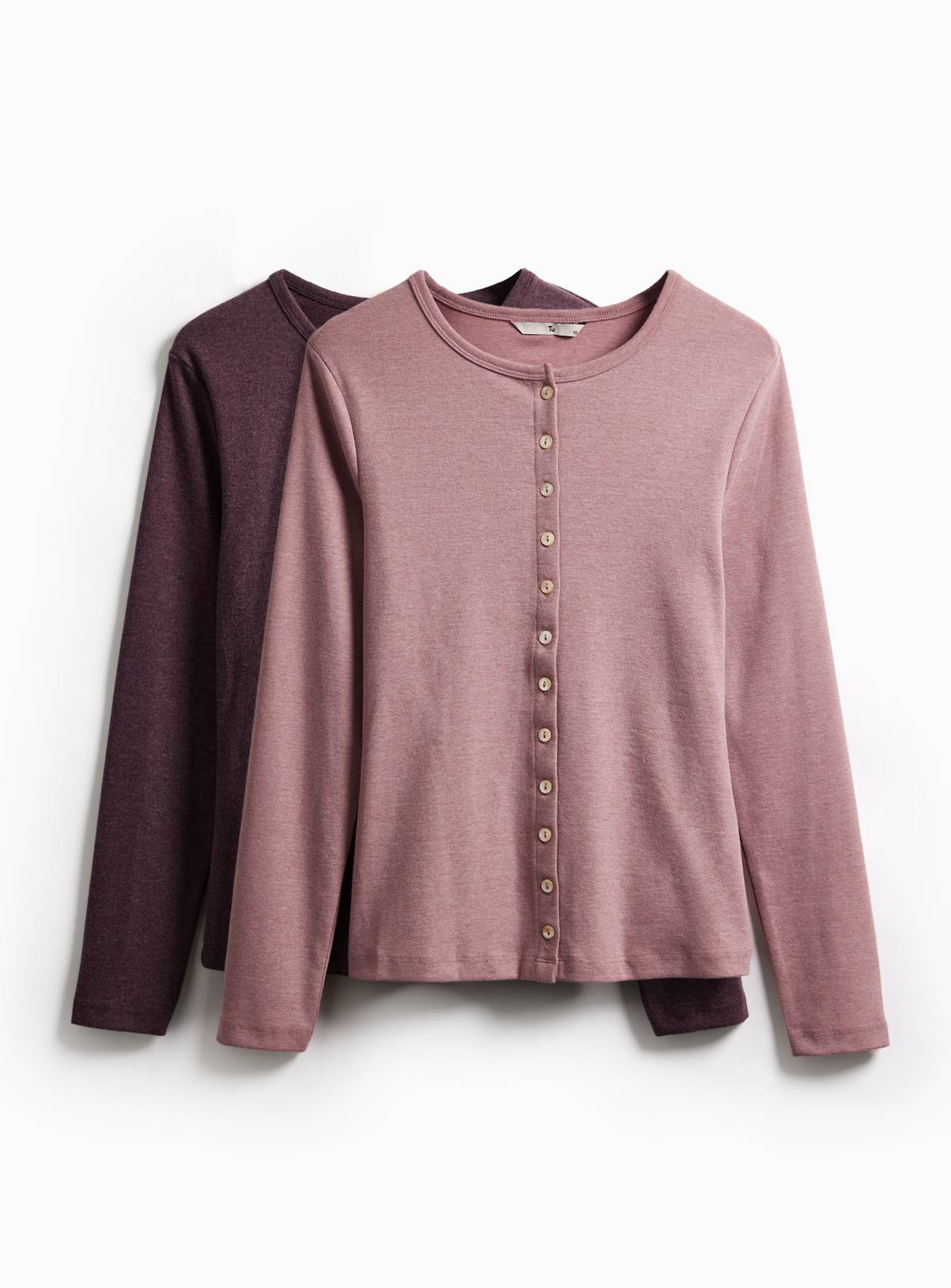 Button Through Long Sleeve Tops 2 Pack  24 - Image 1