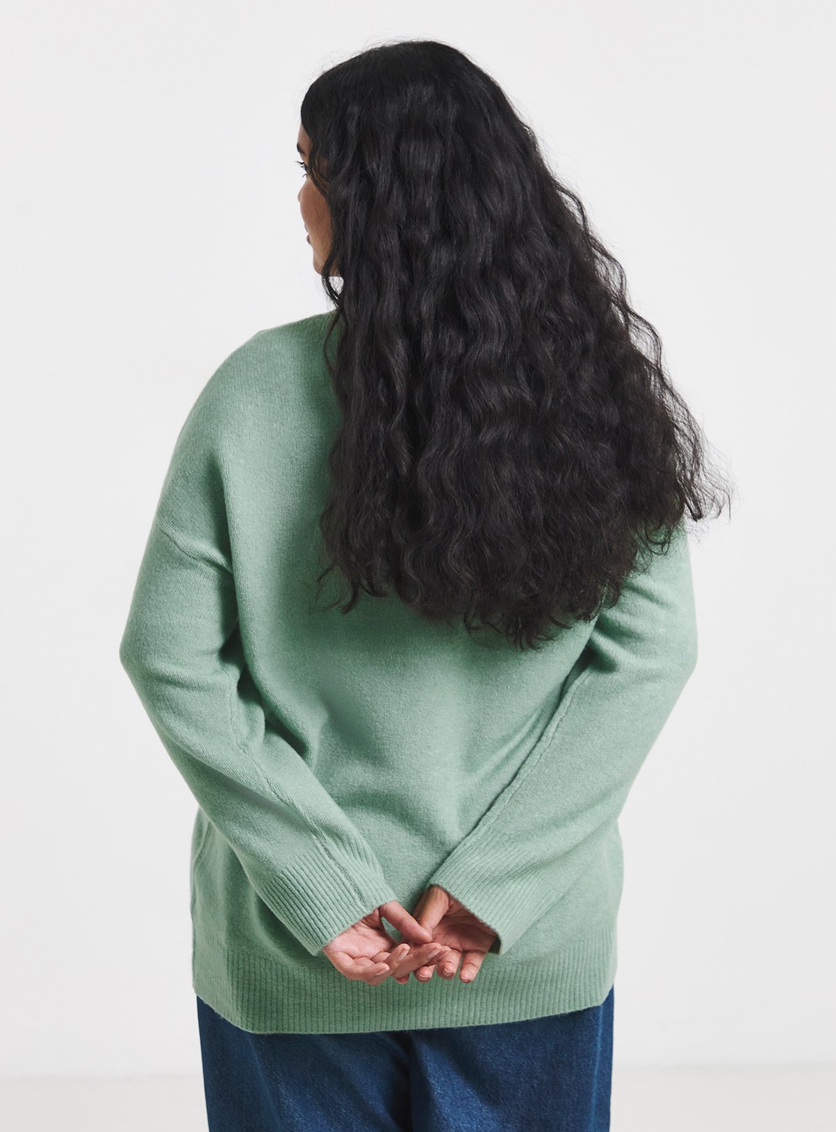 SIMPLY BE Sponge Boyfriend Cardigan With Wool Green 20-22 - Image 2 thumbnail