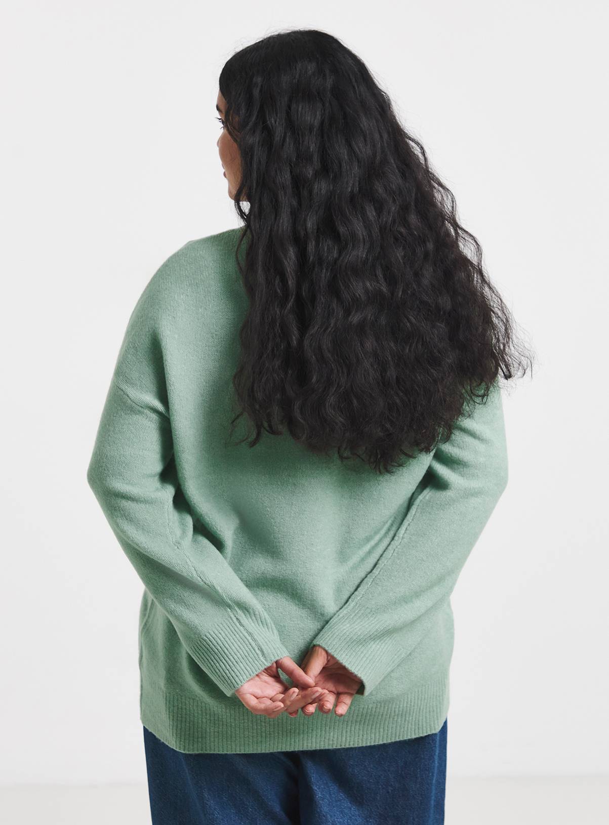 SIMPLY BE Sponge Boyfriend Cardigan With Wool Green 20-22 - Image 2