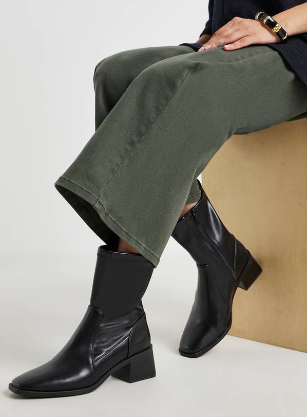 SIMPLY BE Block Heel Ankle Sock Boot Wide Fit 36