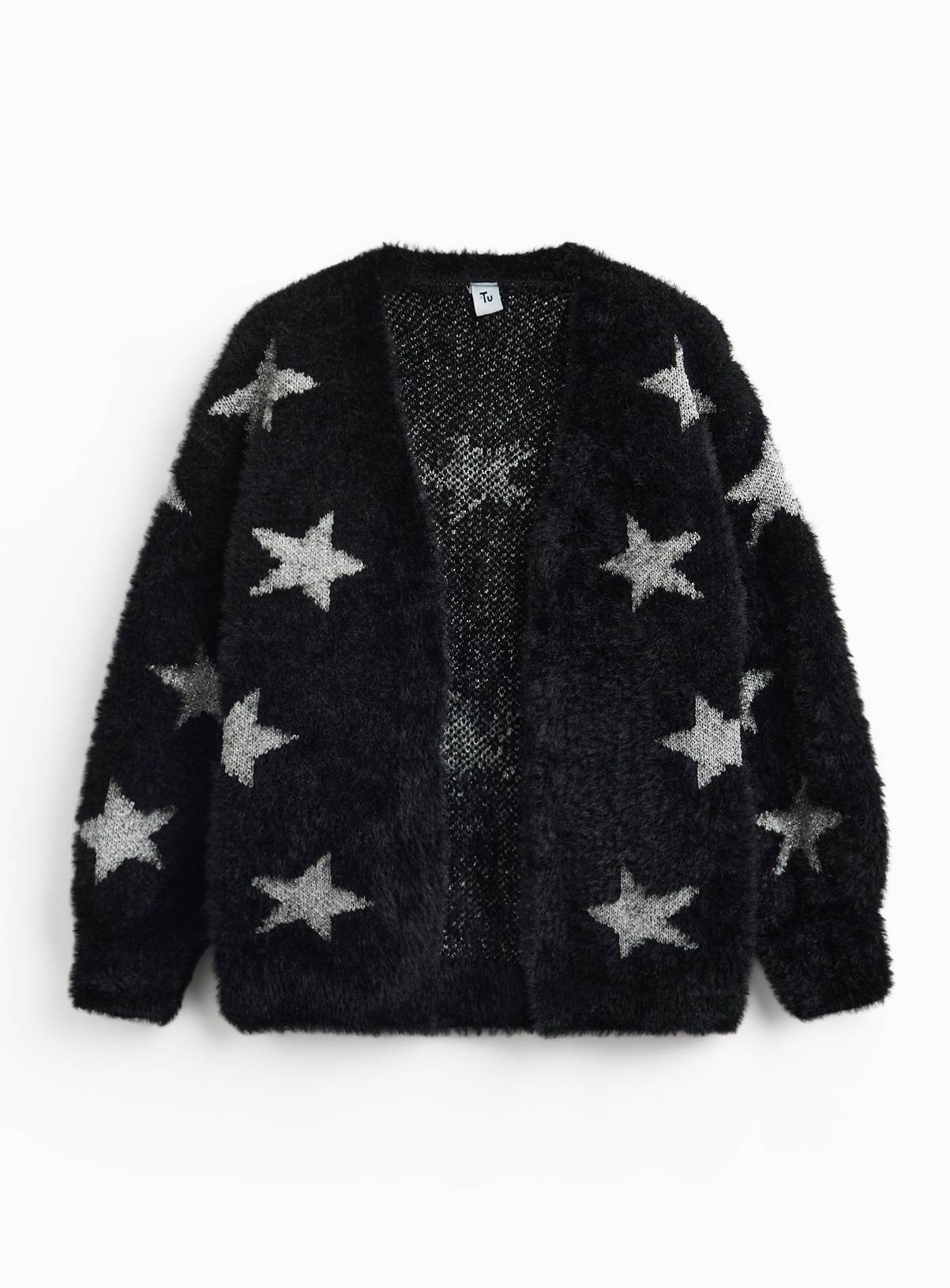 Black Fluffy Star Cardigan 8 years - Image 1