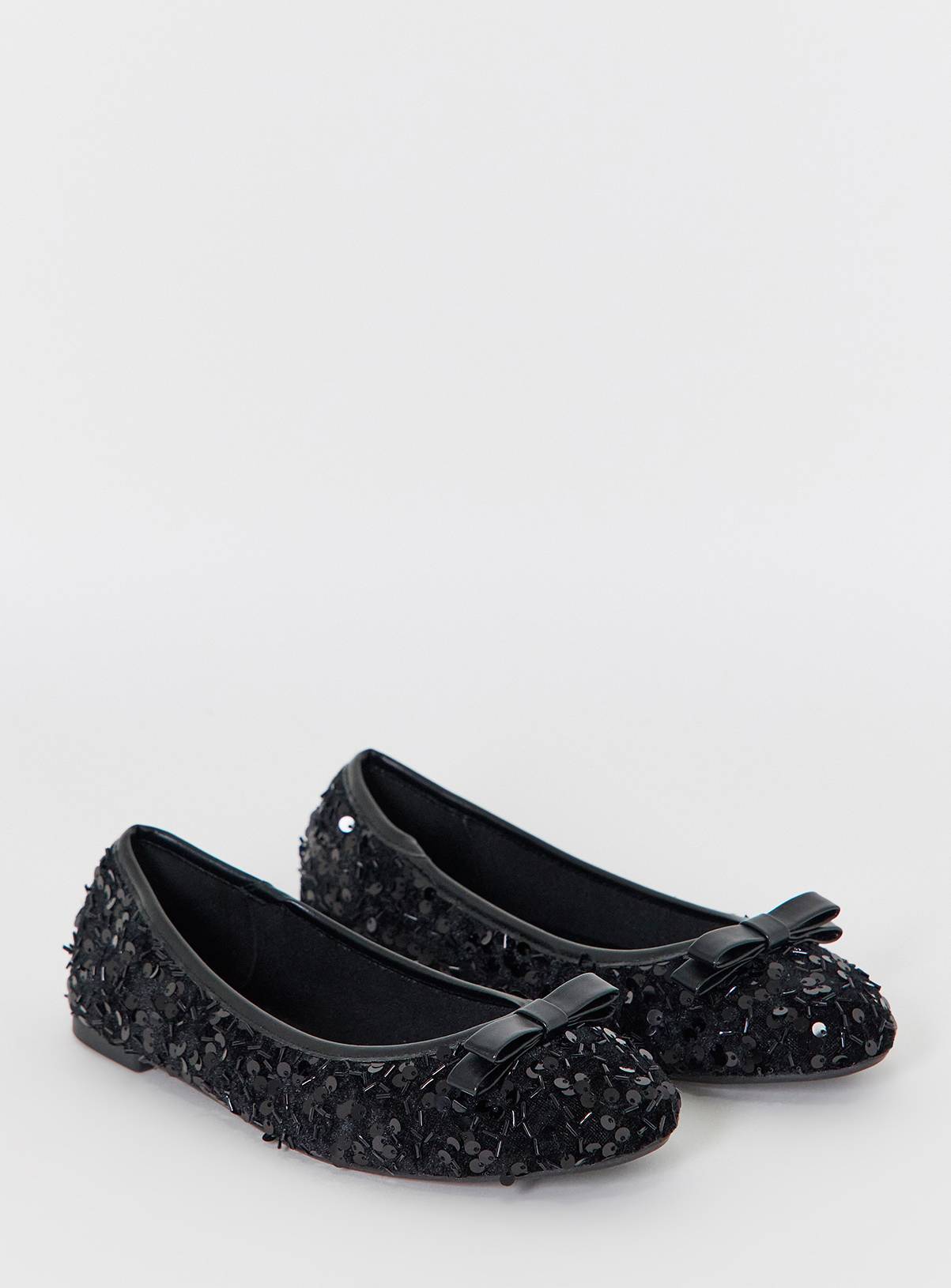 SIMPLY BE Classic Ballerina Bow Shoe Wide Fit Black 7 - Image 2